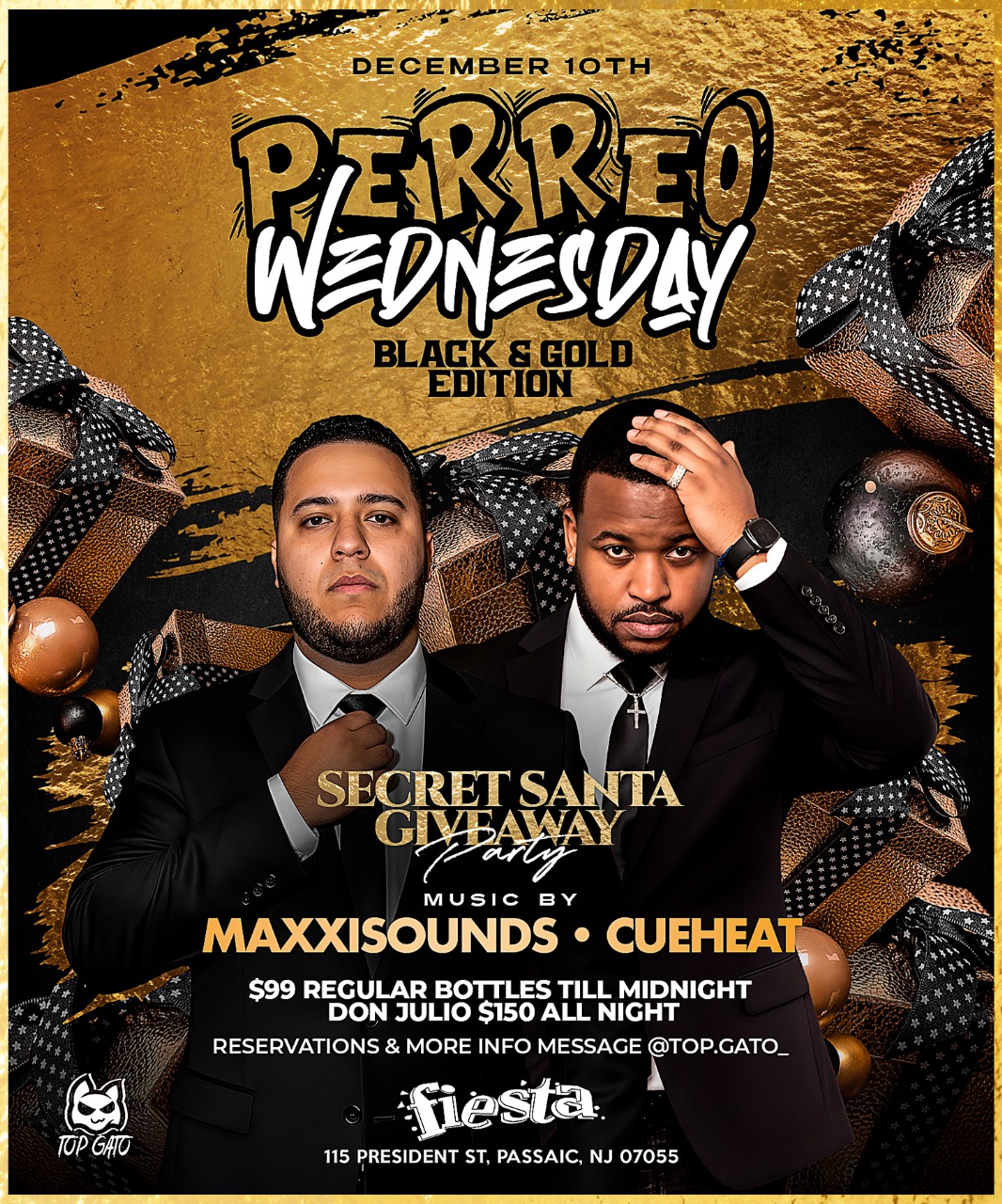Buy tickets for PERREO WEDNESDEY BLACK & GOLD EDITION - SECRET SANTA GIVEAWAY PARTY PERREO WEDNESDEY BLACK & GOLD EDITION - SECRET SANTA GIVEAWAY PARTY