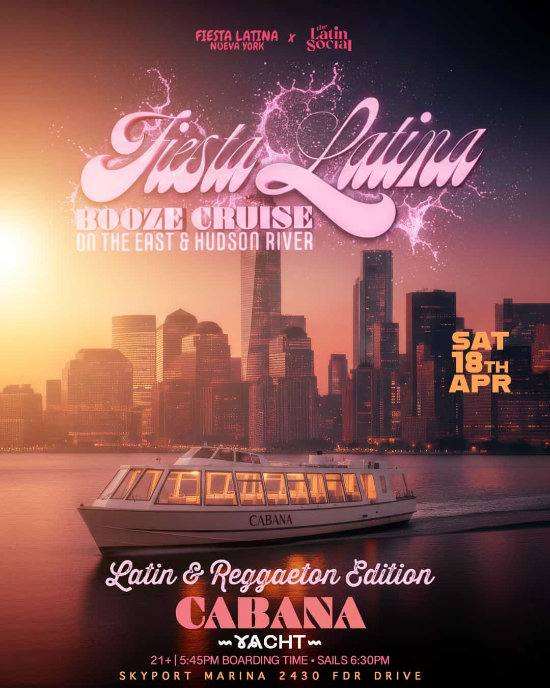 SUNSET CRUISE PARTY: Fiesta Latina : Find The Party Inc